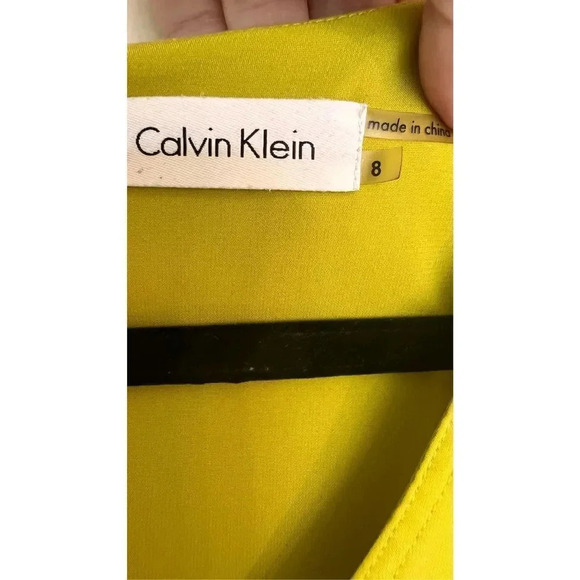 Calvin Klein Women’s Size 8 Blue Yellow Wrap Tie Mini Dress Sleeveless - Picture 3 of 8
